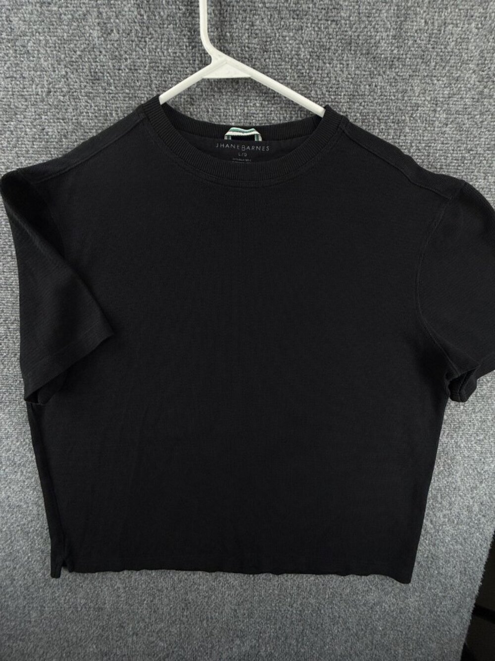 Jhane Barnes Silk Cotton T Shirt Black Waffle Knit Large Oversized Thick Knit